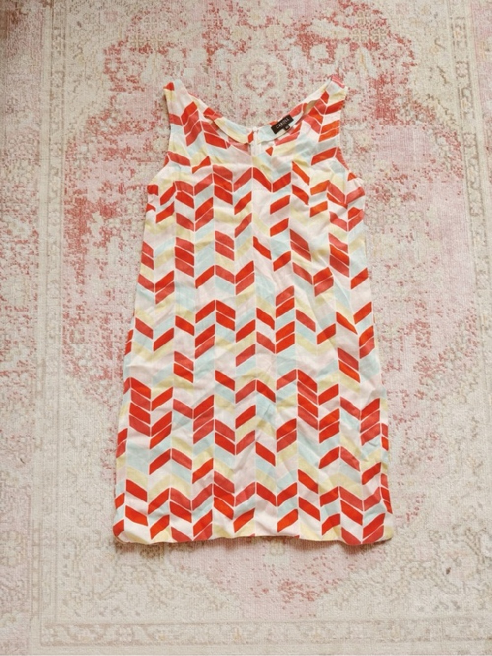 Caroll Paris, Woman’s Vintage 1970s chevron Print Sleeveless Dress